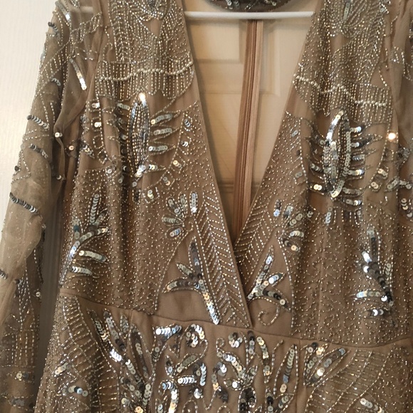 Metallic Embellished Choker Neck Dress - Picture 4 of 6